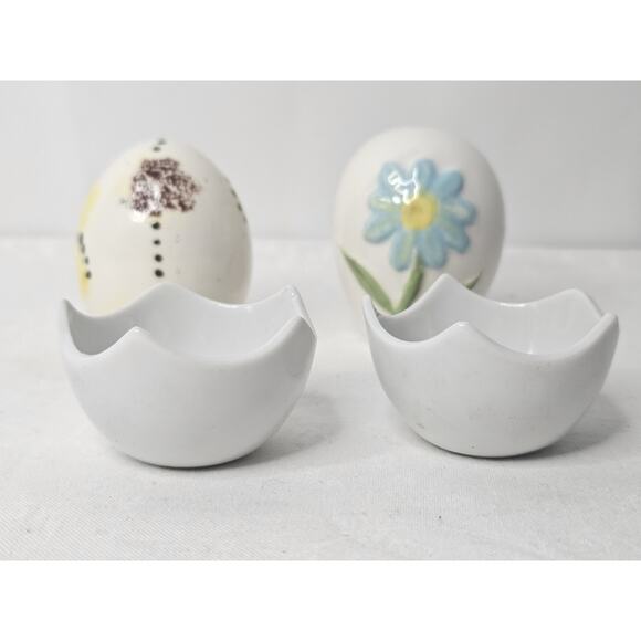 Vintage Painted Ceramic Eggs 2” Tall CCCC Colonial Candle Company 4 PC Set - Picture 4 of 10